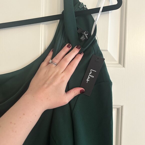 BNWT Lulus Keep It Interesting Emerald Cutout One-shoulder Maxi Dress - Size XL - Picture 3 of 5